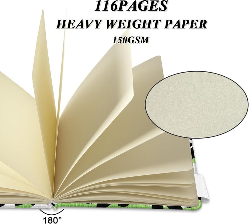 Qianshan دفتر رسم مدمج بحجم 5" × 5" بغطاء صلب من القماش، 58 ورقة من ورق داولينغ البيج 150 جرام، دفتر رسم فني خالي من الأحماض للرسم والكتابة للمبتدئين والفنانين. باندا - Image 3